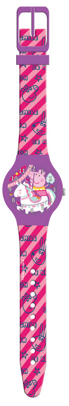 Часовник в Подаръчна Кутия със Силиконова Каишка Аналогов Пепа Пиг, Peppa Pig 10х7х7 см